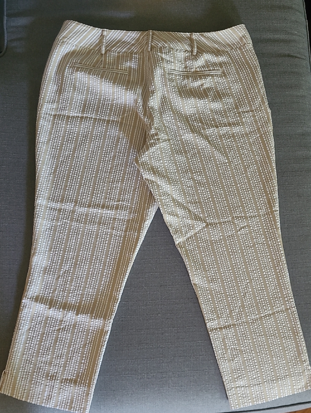 Light Tan Striped Crop Pants